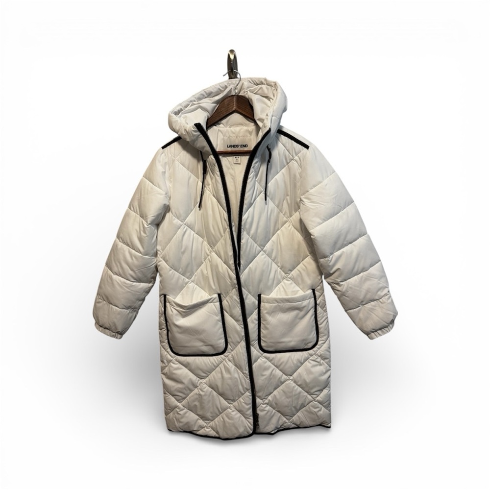 NWOT Land’s End Womens Feather Free Insulated Diamond Quilted Maxi Coat Size M/P